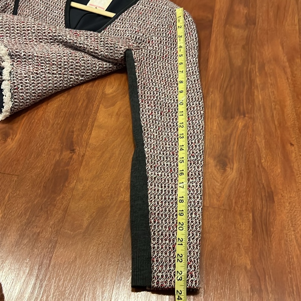 Rebecca Taylor Leather Trim Asymmetrical Zip Moto Blazer Jacket - Picture 12 of 15